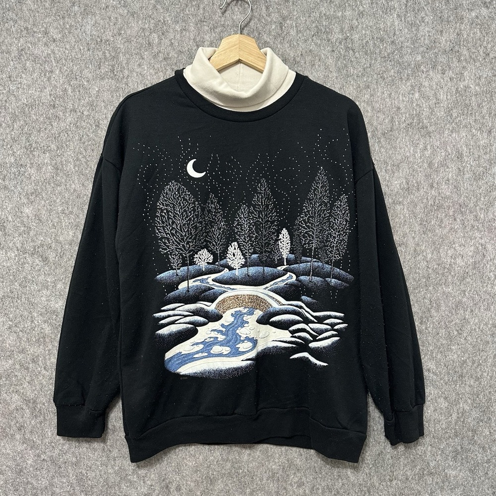 Vintage 1994 Nutcracker Winter Nature Sweatshirt Womens Sz M Christmas Pullover
